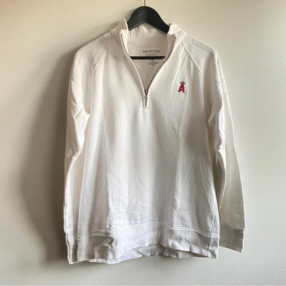 Vintage Baseball Anaheim ANGELS White 1/4 Zip Pullover Sweater Size M - Picture 2 of 16